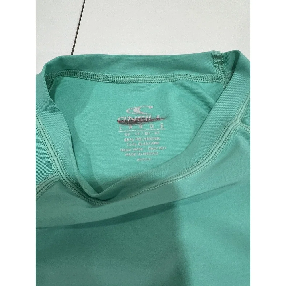 ONeill Skins Rash Guard Shirt Womens L Shirt Green UPF 50+ Long Sleeve Surf
